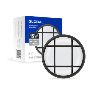 Антивандальный LED-светильник GLOBAL GBH 04 15W 5000K черный (круг)