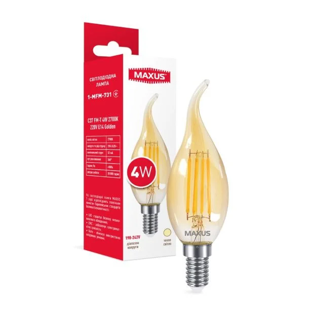 Лампа світлодіодна C37 FM-T 4W 2700K 220V E14 Golden