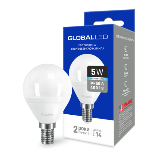LED лампа Global G45 F 5W яскраве світло E14 (1-GBL-144)