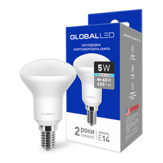 LED лампа GLOBAL R50 5W яркий свет 220V E14 (1-GBL-154)