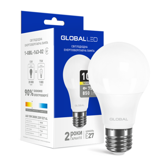 LED лампа GLOBAL A60 10W тепле світло E27 (1-GBL-163-02)