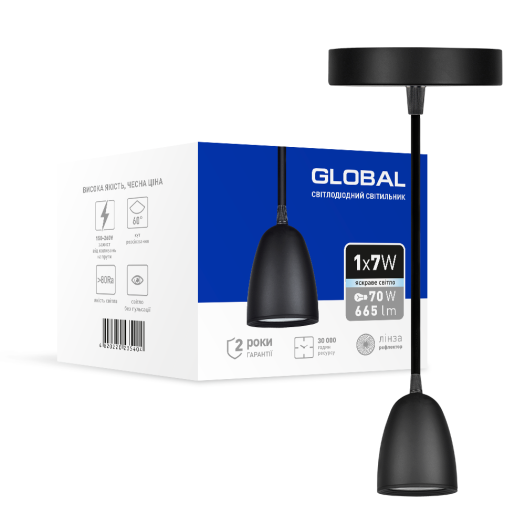 Світильник світлодіодний GPL-01C GLOBAL 7W 4100K чорний