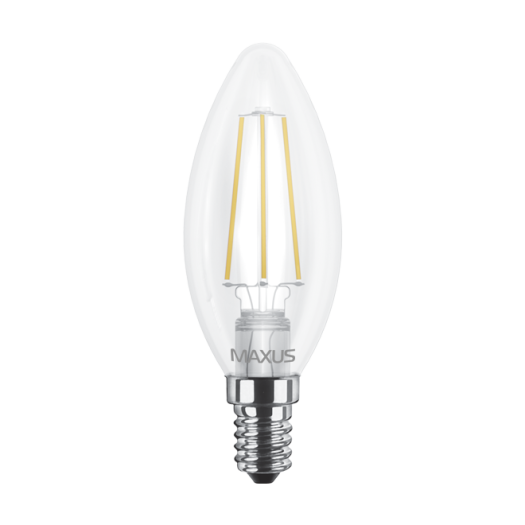 LED лампа MAXUS (filam), C37, 4W, яркий свет,E14 (1-LED-538-01)