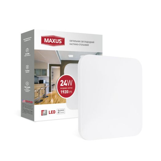 Світильник світлодіодний настінно-стельовий Maxus Ceiling light 24W 4100K S (квадрат)