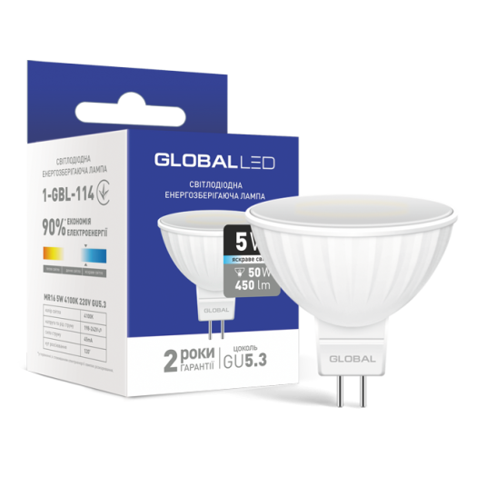 LED лампа GLOBAL MR16 5W яркий свет GU5.3 (1-GBL-114)