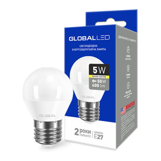 LED лампа Global G45 F 5W тепле світло E27 (1-GBL-141)