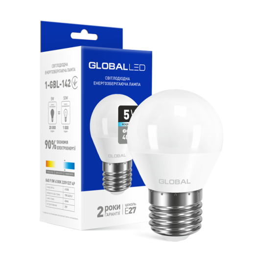 LED лампа GLOBAL G45 F 5W яркий свет E27 (1-GBL-142)