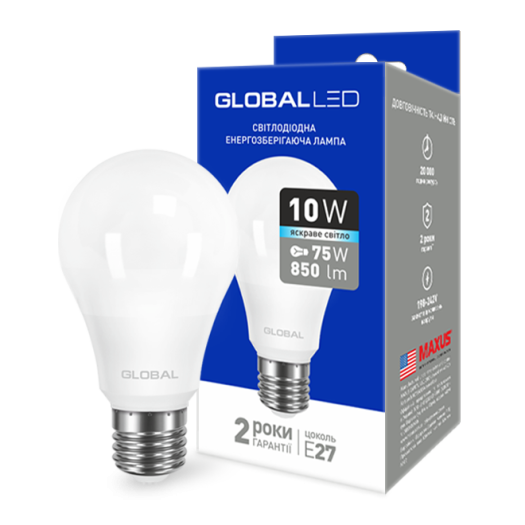 LED лампа GLOBAL A60 10W яскраве світло E27 (1-GBL-164)