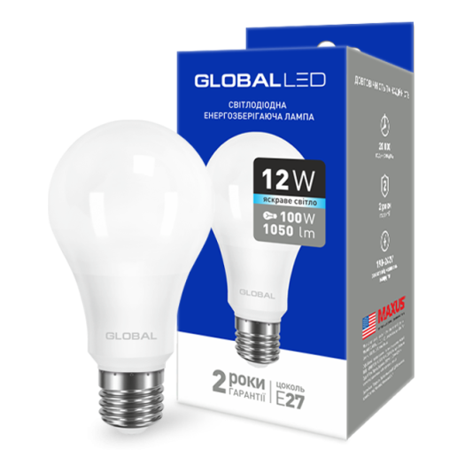 LED лампа GLOBAL A60 12W яскраве світло E27 (1-GBL-166)