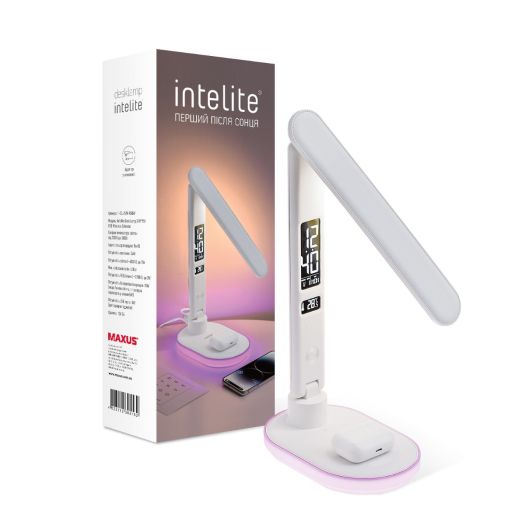 Светодиодная настольная лампа с беспроводной зарядкой Intelite Desk Lamp 24W WH RGB Wireless Calendar