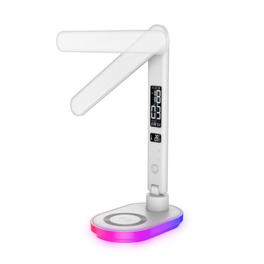 Светодиодная настольная лампа с беспроводной зарядкой Intelite Desk Lamp 24W WH RGB Wireless Calendar