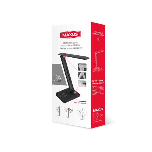 Лампа настільна MAXUS DL 13W 4100K BL Wireless charger --23676