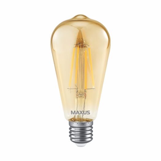 Лампа светодиодная филаментная MAXUS ST64 FM 7W 2700K 220V E27 Golden