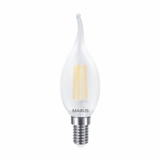 Лампа светодиодная филаментная MAXUS C37 FM-T 4W 4100K 220V E14 Frosted