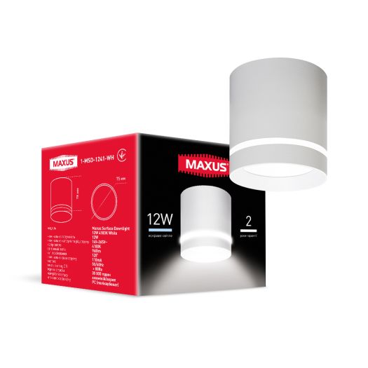 Светильник светодиодный накладной Maxus Surface Downlight 12W 4100K White
