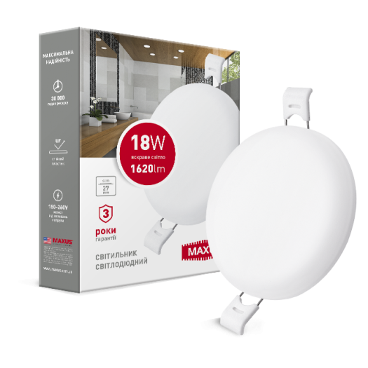 LED світильник точковий врізний MAXUS SP edge 18W, 4100К (коло)