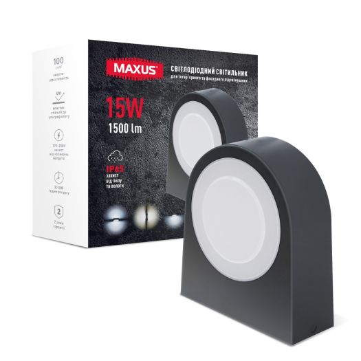 Фасадный светодиодный светильник MAXUS MWL 15W 3CCT IP65 Black General