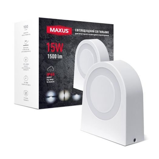 Фасадний світлодіодний світильник MAXUS MWL 15W 3CCT IP65 White General