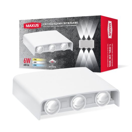 Світильник світлодіодний накладний MAXUS MWL 6W 3CCT IP65 WH Square