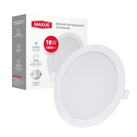 Врезной светодиодный светильник 1-RDL-1841-IP MAXUS RDL 18W 4100K IP44