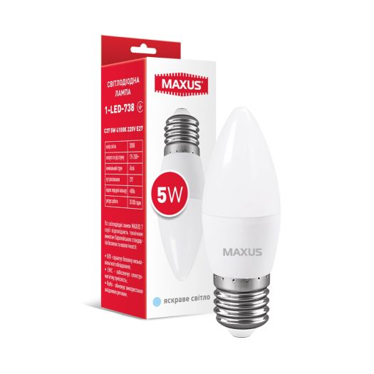 Лампа светодиодная MAXUS C37 5W 4100K 220V E27