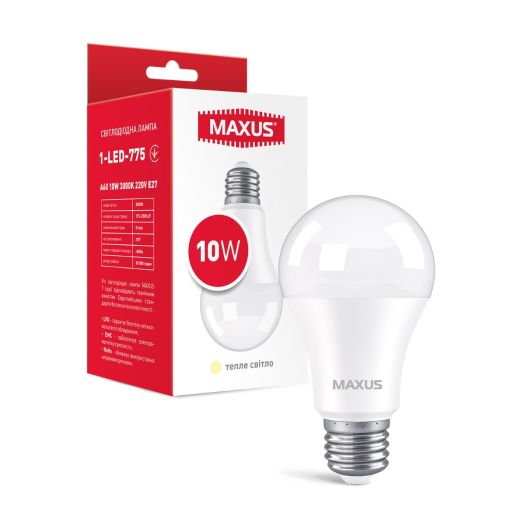 Лампа світлодіодна MAXUS 1-LED-775 A60 10W 3000K 220V E27