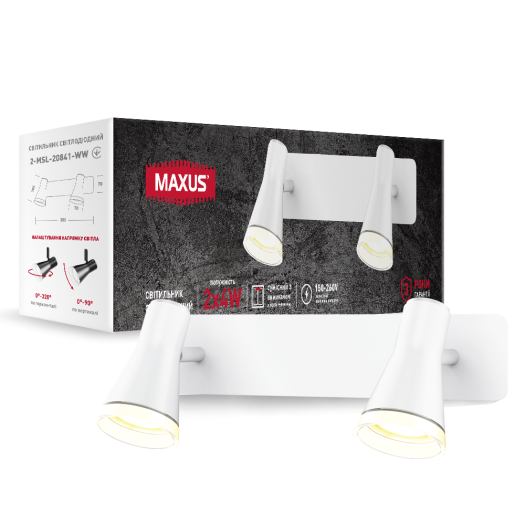 Спот світильник на 2 лампи MAXUS MSL-02W 2x4W 4100K білий