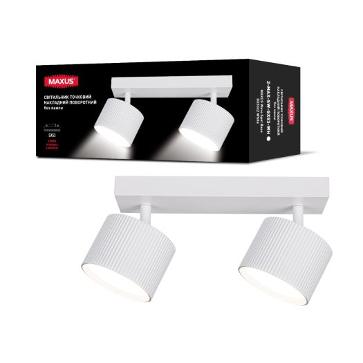 Світильник точковий накладний поворотний без лампи MAXUS Wave Spot Base GX53x2 White