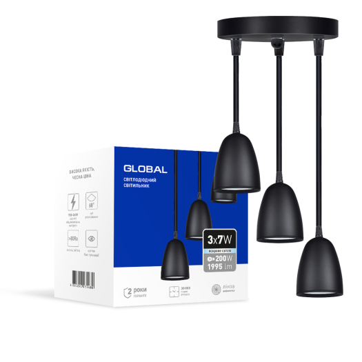 Світильник світлодіодний GPL-01C GLOBAL 21W 4100K чорний