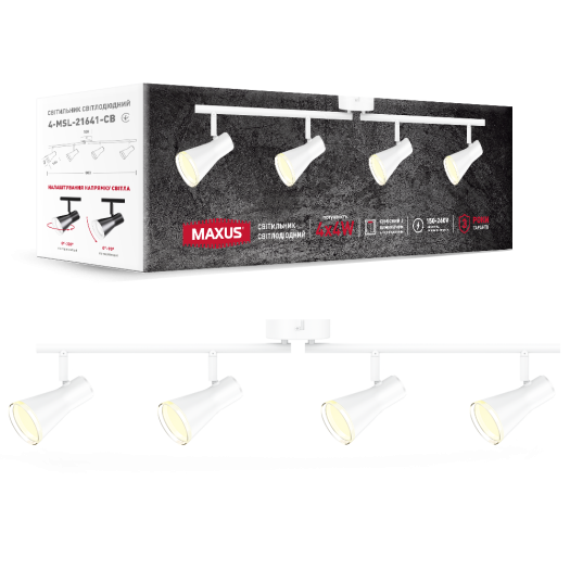 Спот світильник на 4 лампи MAXUS MSL-02C 4x4W 4100K білий