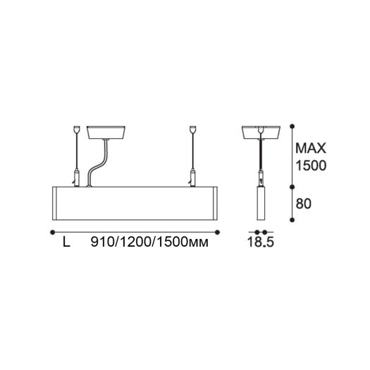 Подвесной линейный LED-светильник Maxus assistance Line Slim Pro 30W 80Ra 4000 900mm 140B UpDown IP20 Black linkable