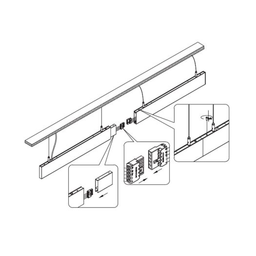 Подвесной линейный LED-светильник Maxus assistance Line Slim Pro 30W 80Ra 4000 900mm 140B UpDown IP20 Black linkable